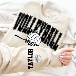 Personalized Volleyball Mom PNG, Custom Name on Sleeve, Volleyball Mama Design, Fall Season Gift, Gameday Shirt, Mother’s Day Volleyball.
