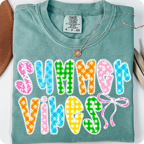 Preppy Summer Vibes PNG: Checkered Floral Shirt Design (Digital Download)