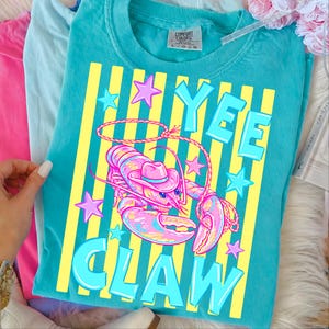 yee claw png, lobster cowboy, coastal cowgirl, tomato girl summer, western beach png, retro summer png, striped lobster, amalfi coast shirt, fisherman core, funny seafood gift, pink lobster art, sublimation design, dtf transfer png