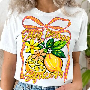 Preppy Lemon Summer PNG, Coquette Bow Lemonade Design, Easy Peasy Lemon PNG, Girly Summer Shirt Sublimation, Trendy Cottage Core Art