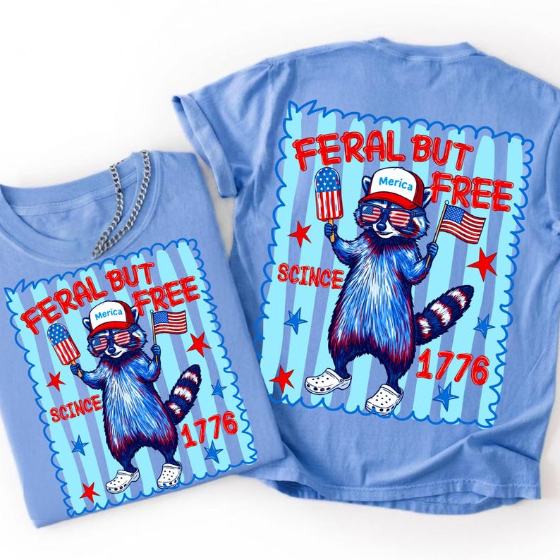 Vild men fri tvättbjörn PNG 4 juli sublimeringsdesign Retro självständighetsdagen skräp Panda USA Liberty 1776 digital fil DTF-överföring bild 5
