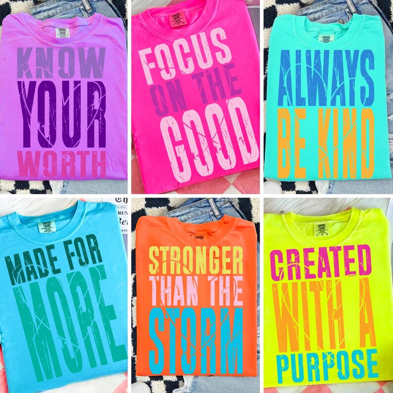 Close-up of retro positive affirmation PNG design with distressed texture and vibrant pastel colors.