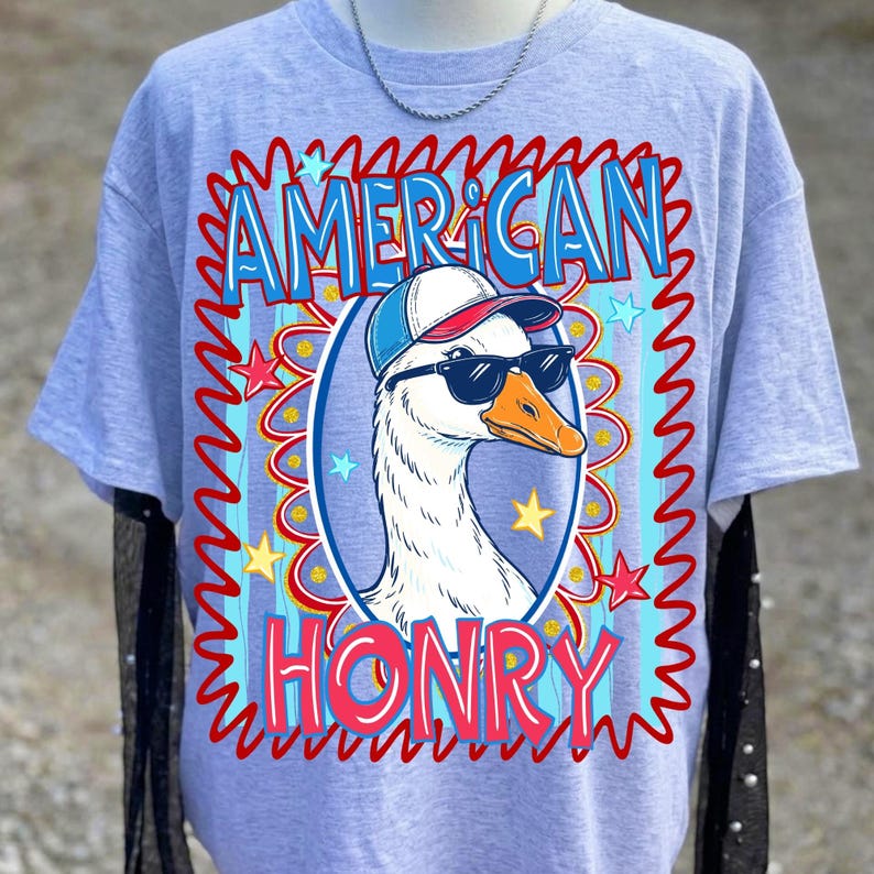 Preppy Patriotic Goose PNG shirt design for 4th of July celebrations and USA 250th Anniversary.