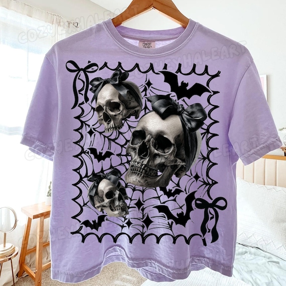Preppy Halloween Skull PNG: Coquette Gothic Skeleton (Digital Download