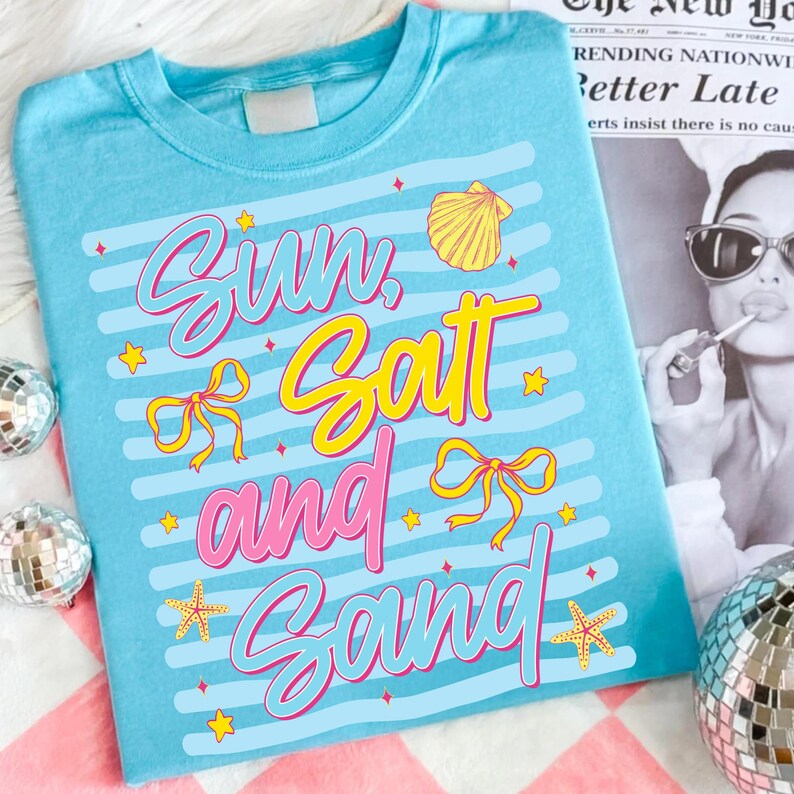 Striped Beach Life Sublimation PNG Graphic on a Tote Bag and Mug