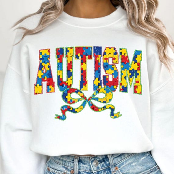 Autism Awareness PNG: Coquette Bow, Puzzle Pieces (Digital Download)