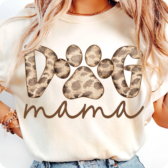 Retro Leopard Paw Print Dog Mama Sublimation Design - Digital PNG Download for Pet Lovers