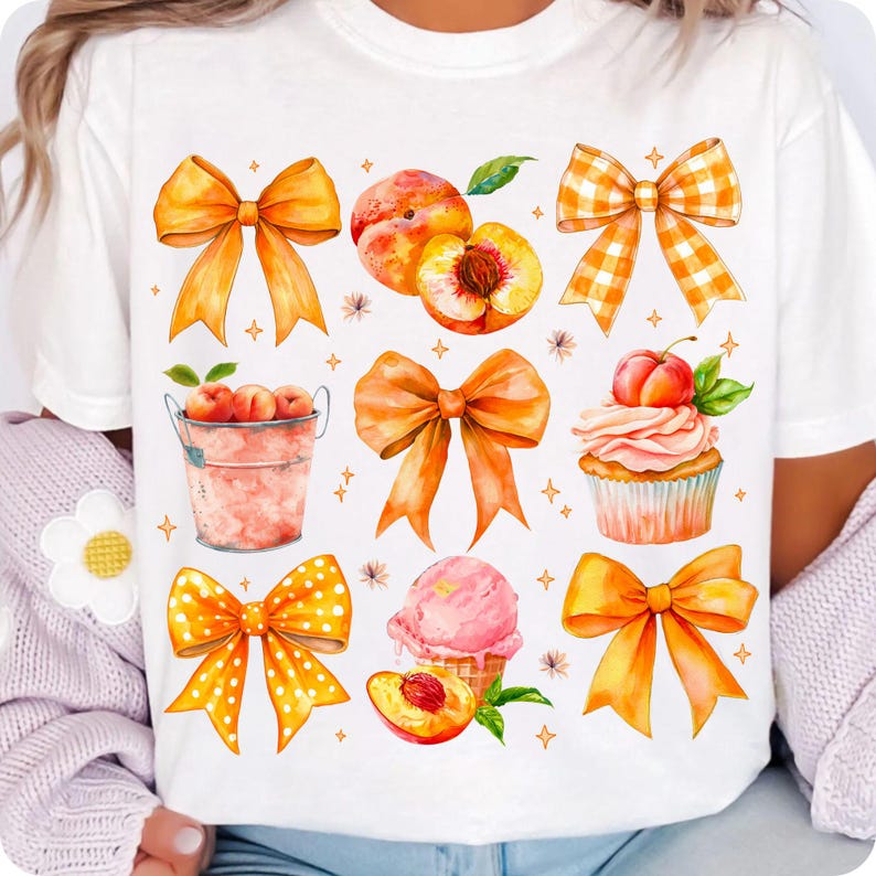 Close-up of the Floral Bow and Peach Digital Download Design