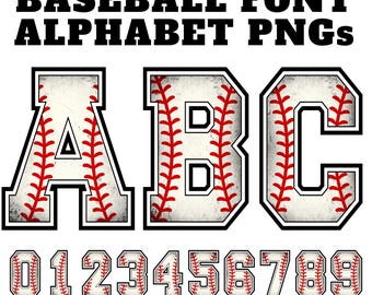 Baseball Font PNG Bundle: Varsity Letters, Doodle Sublimation (Digital Download)