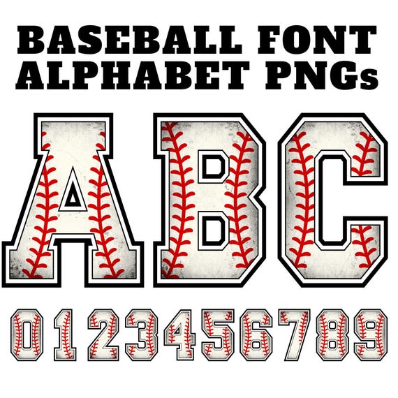 Baseball Font PNG Bundle: Varsity Letters, Doodle Sublimation (Digital Download)