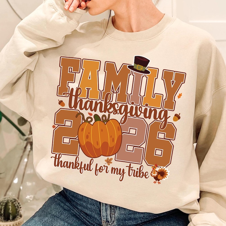 Close-up of the Retro Thankful Tribe Fall Pumpkin Digital Download