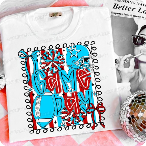 Preppy Football Mom Clipart: Coquette Cheerleader Spirit PNG for Game Day Sublimation