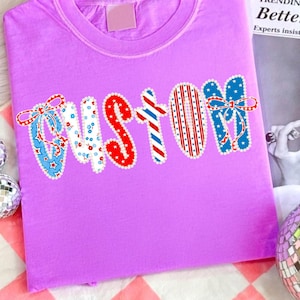 Preppy Custom Floral American Glitter Coquette PNG, 4th of July Mom Nana Mimi Gigi Png, Retro Independence Day, Patriotic USA Sublimation