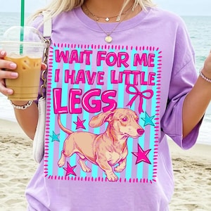 Wait For Me I Have Little Legs PNG Dachshund Sublimation Design Wiener Dog Mama Digital Download Doxie Humor Pink Teal Retro Puppy Art
