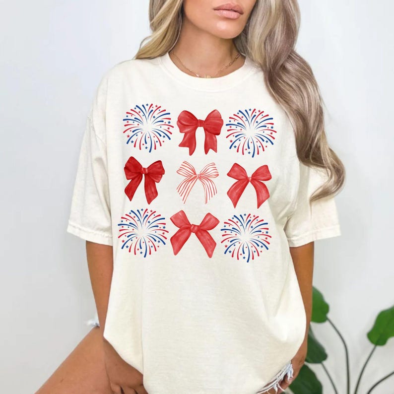 Celebrate in style with this Coquette 4th of July PNG! Featuring a girly country western vibe with red, white, and blue fireworks, this patriotic sublimation design is perfect for t-shirts, tumblers, and digital projects. A trendy must-have for Independence Day!