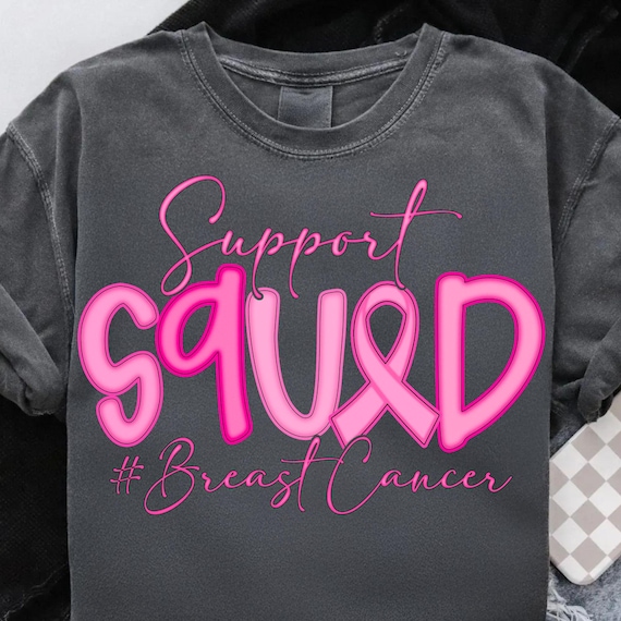 Support Squad PNG: Breast Cancer Awareness Pink Ribbon Design (Digital Download