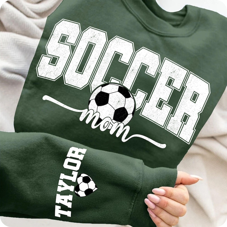 Personalized Soccer Mom PNG, Custom Name on Sleeve, Soccer Mama Design, Fall Season Gift, Gameday Shirt, Mother’s Day Soccer Gift PNG.