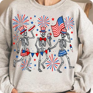 Patriotic Skeletons PNG, Funny USA 4th of July Red White Blue Sublimation Design, Independence Day America Party Shirt Graphic