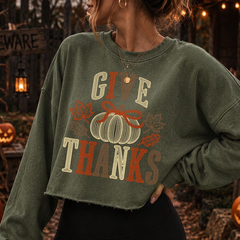 Vintage Give Thanks Pumpkin Bow PNG Design for Autumn Crafts