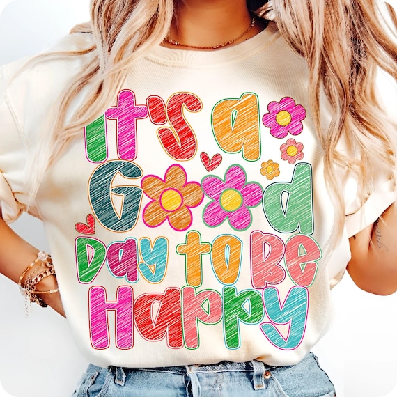 Happy Day Wildflower PNG: Boho Mental Health Design (Digital Download)