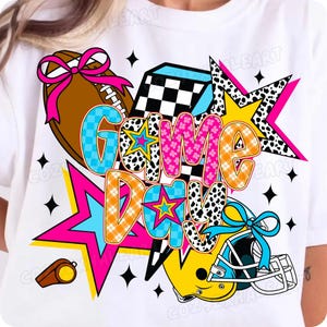 Retro Football Game Day PNG: Kokett Schleife, Preppy Mom Design (Digitaler Download)