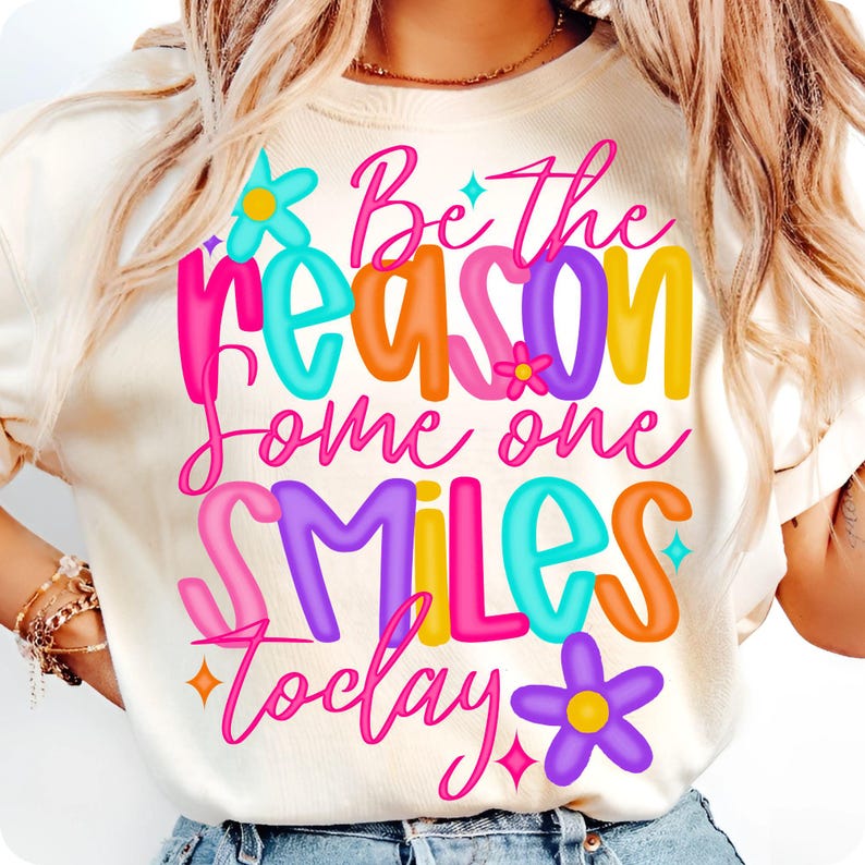 Example of Be The Reason Someone Smiles Today PNG on a sublimation tumbler
