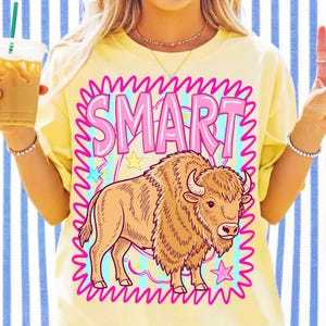smart buffalo png, western buffalo, preppy bison, retro western shirt, pink cowgirl, funny animal shirt, punchy png, buffalo sublimation, summer western, dtf transfer, western aesthetic, cowgirl shirt png, digital download