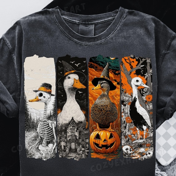 Halloween Goose Witch Skeleton PNG: Spooky Autumn Sublimation Design for T-Shirts & Crafts