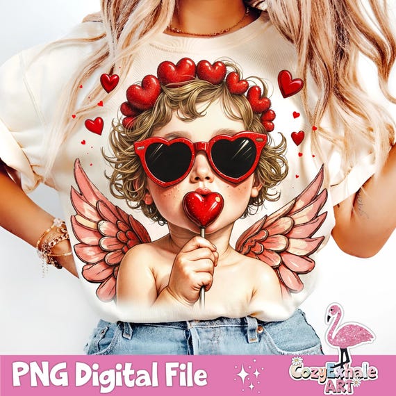 Retro Cupid PNG: Valentine's Day Sublimation Design (Digital Download)