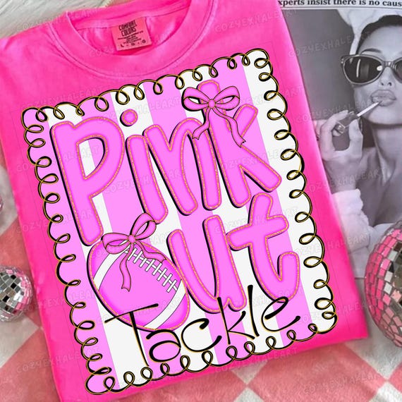 Pink Out Football PNG: Breast Cancer Awareness Glitter Sublimation (Digital Download