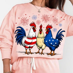 Patriotic USA Chicken PNG, Retro 4th of July Chicken Sublimation, Funny Independence Day Design, Vintage Red White and Blue Clipart