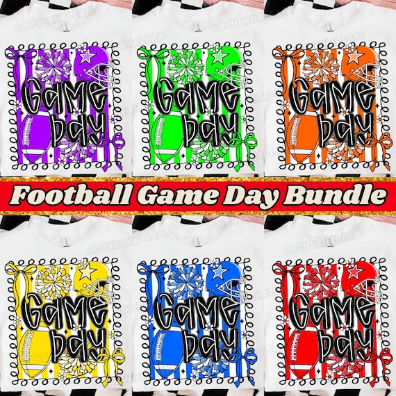 Preppy Football Game Day PNG Bundle: Coquette Bow, Mama Sublimation & Touchdown Clipart for Sports Shirts
