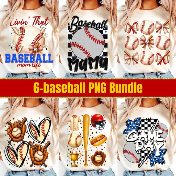 Retro Baseball Mama PNG Bundle: Game Day Shirt Design (Digital Download)