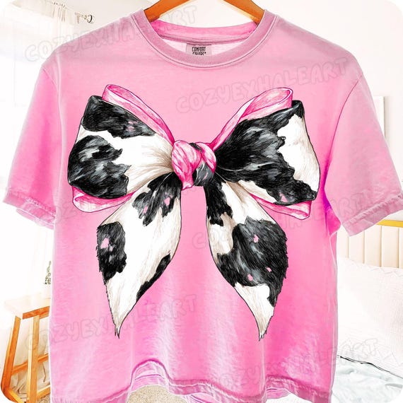 Pink Cowgirl Coquette Bow PNG: Western Sublimation Design Digital Download for Crafters