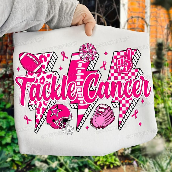 Pink Ribbon Football Breast Cancer Awareness Sublimation Design - Game Day Clipart for Mom