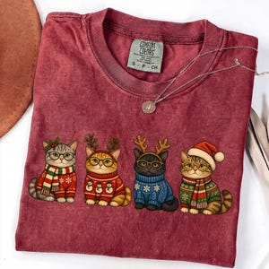 Christmas Cats PNG, Cute Cat Christmas Design, Holiday Cat Lover Sublimation, Festive Sweater Cats Clipart, Xmas Cat Shirt PNG