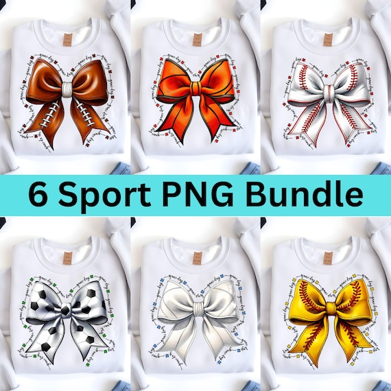 Coquette Bow Game Day PNG Bundle: Sports Mom Design (Digital Download)