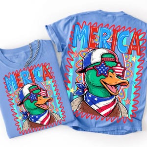 Merica Duck PNG 4th of July Patriotic Goose Sublimation Design Retro American Flag Mallard Independence Day DTF Transfer Digital Download
