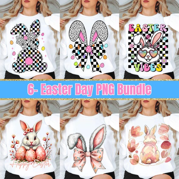 Retro Easter Bunny PNG Bundle: Christian Sublimation Designs (Digital Download)