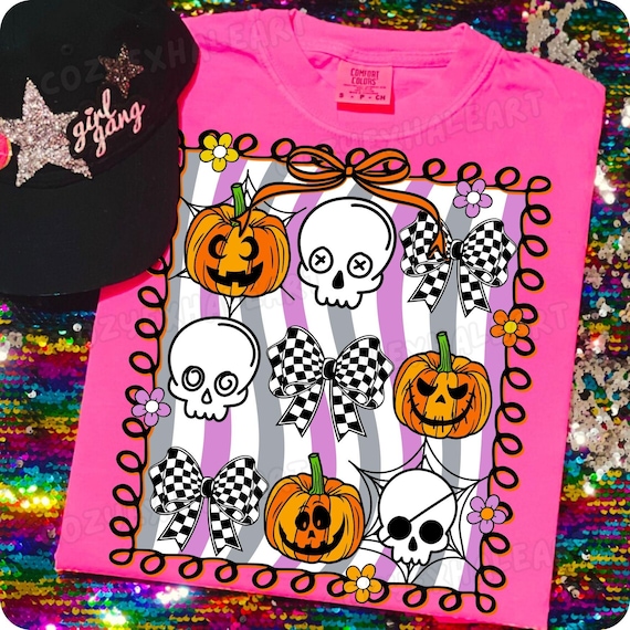 Gothic Skull Coquette Bow PNG: Halloween Sublimation Design Digital Download for Spooky Crafts