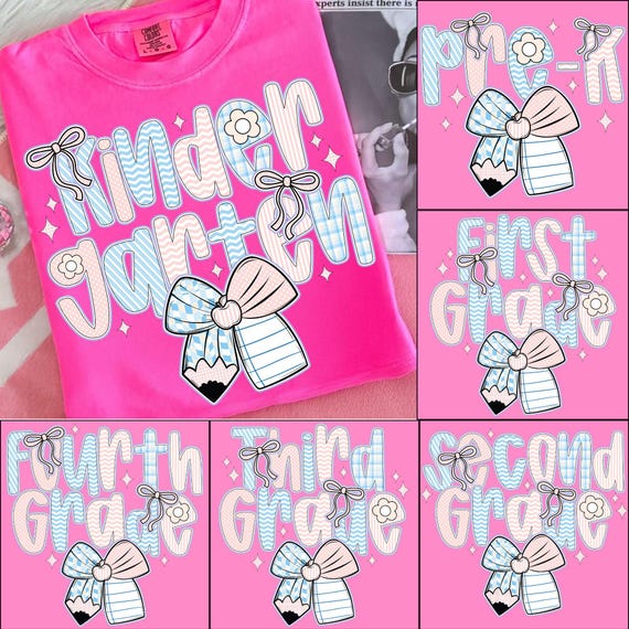 Preppy Floral Back to School PNG Bundle: Teacher Shirt Design (Digital Download)