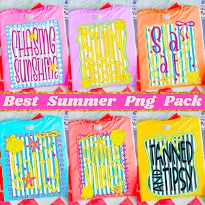 Sunshine PNG Beach Life Bundle | Preppy Girly Summer PNG | Trendy Neon Sublimation | Lake Pool River Vacation Shirt Design | Salty Vibes