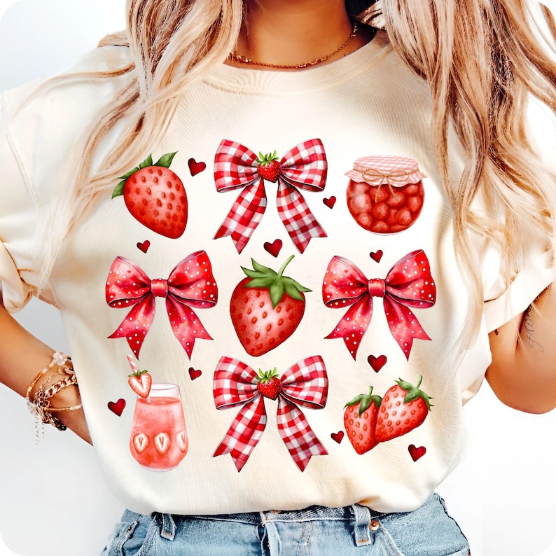 strawberry png, coquette bow png, summer vibes png, preppy summer png, girly png, cottagecore png, strawberry shirt, glitter png, dtf transfer png, berries png, sweet life png, mama summer png, cute floral png