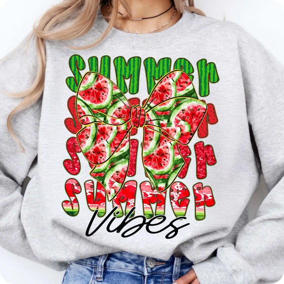 Watermelon Bow PNG: Retro Summer Vibes Design (Digital Download)