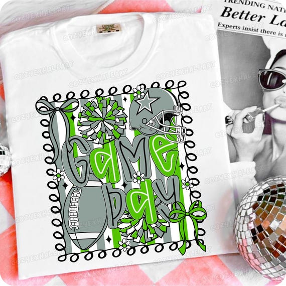 Coquette Football Game Day PNG: Preppy Mom and Cheerleader Clipart for Sublimation & Spirit Art
