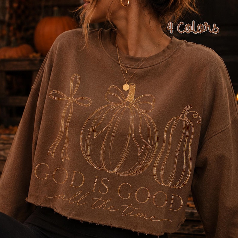 God Is Good All the Time Pumpkin Bow PNG Christian Fall Design