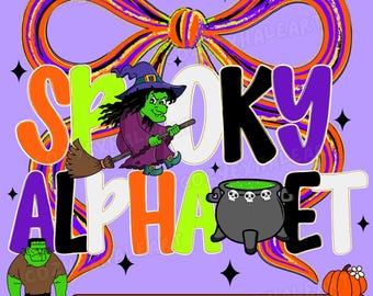 Spooky Halloween Doodle Font PNG: Bats, Ghosts, Pumpkins (Digital Download)