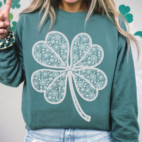 Lace Clover PNG: Coquette St. Patrick's Day Shamrock (Digital Download)