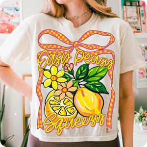Preppy Lemon Summer PNG, Coquette Bow Lemonade Design, Easy Peasy Lemon PNG, Girly Summer Shirt Sublimation, Trendy Cottage Core Art