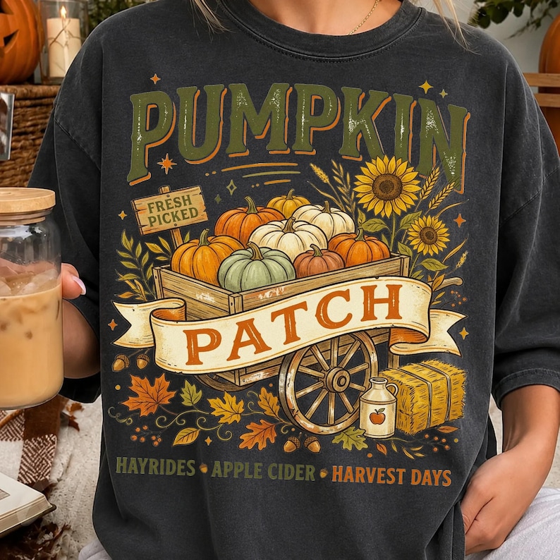 Autumn sublimation design mockup on a cozy fall sweatshirt